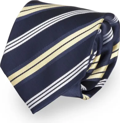 Produktbild von Fabio Farini - 1 Stück gestreifte Herren Krawatte - Tie mit Streifen in 6cm oder 8cm Breite Breit (8cm), Blau/Gold/Weiß