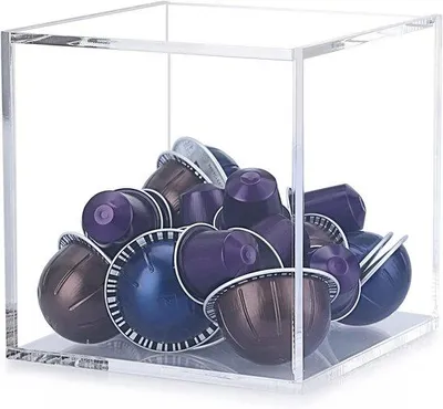 Produktbild von Famanu Acryl Kaffeepad-Organizer mit Deckel - Transparent, 15 x 15 x 15 cm