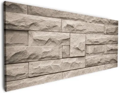 Produktbild von Wallario Premium Leinwandbild Steinwand grau-braun in Größe 80 x 200 cm