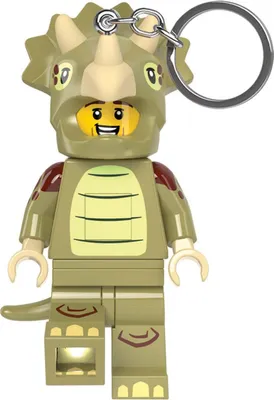 Produktbild von LEGO Minifigures Schlüsselanhänger mit Leuchtfunktion Triceratops Kostüm-Fan 8 cm