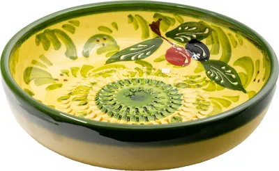 Produktbild von Kaladia Keramikschüsseln klein Grün mit Olive - ideal um allerlei Zutaten direkt in der Schüssel zu reiben - Spain