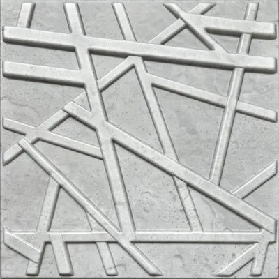 A close-up, top-down view of a textured gray tile with a raised geometric pattern.
