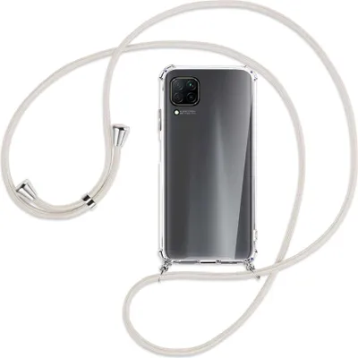 Produktbild von Handykette Backcover-Schutzhülle mit Band (Metall silberfarben) für Huawei P40 lite - broken white