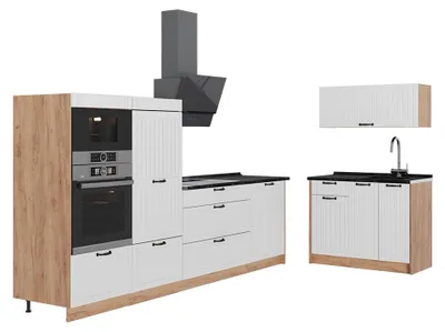 Obrázok produktu pre Kuchyňa Vicco Fame-Line Biely vidiecky dom/Dub Goldkraft 380 cm bez pracovnej dosky, Model 64115