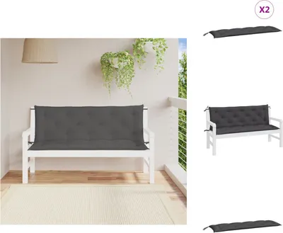Immagine prodotto di vidaXL Cuscini per panca da giardino 2 pz. Antracite 150x50x7 cm Tessuto Oxford - Cuscino di seduta