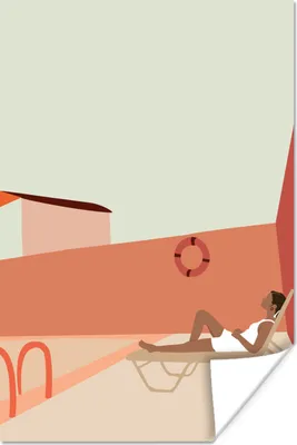Produktbild von MuchoWow® Poster Frauen - Strandkorb - Pool - Sommer 20x30 cm - Papierdruck