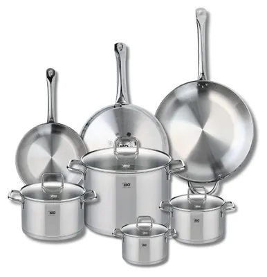Image de Ensemble de 3 Poêles de cuisson 24, 28 et 32 cm et 4 faitouts 14, 16, 20 et 26 cm Elo Profi Citrin
