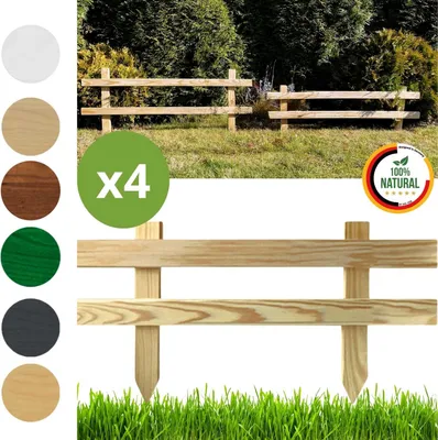 Produktbild von Floranica Gartenzaun 4 stk. 30 cm x 50 cm Unbehandelt Steckzaun Zierzaun Friesenzaun zum Stecken Vorgartenzaun