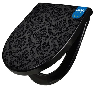 Produktbild von WC Sitz D-Form Schwarz mit Absenkautomatik Motiv Black Deluxe [TDSCH3 10199]