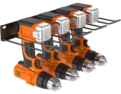 Produktbild von Werkzeugspeicher Wandhalterung für 4 Elektrowerkzeuge, Schlagbohrschrauber Werkzeugregal, 41x19x4.5 cm