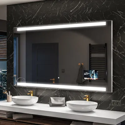 Produktbild von Artforma Badspiegel SMART 130x70 cm - mit LED Beleuchtung - LED Farbe Kaltweiß 7000K - Individuell Nach Maß - Beleuchtet Wandspiegel Lichtspiegel Badezimmerspiegel | Lichtschalter: Touch Schalter |SLED047