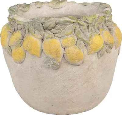 Produktbild von Clayre & Eef Blumentopf Ø 22x19 cm Beige Stein Zitronen
