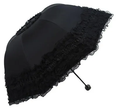 Obrázok produktu pre Skladací dáždnik/slnečník, dámsky/dievčenský, priemer 88 cm, ochrana proti UV žiazeniu, 100% polyester, čierna farba