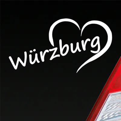 Produktbild von Auto Aufkleber Würzburg Herz Stadt City Liebe Love Heart 15x8 cm Weiss Matt Sticker Heckscheibenaufkleber