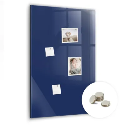 Produktbild von Magnetische Wandtafel aus Glas – Memotafel mit gebogener Vorderseite – Enthält 5 Magnete – 60x90 cm – Marineblau