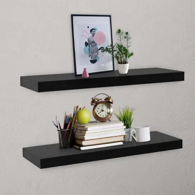 Immagine prodotto di Set di 2 mensole sospese da parete in MDF, 80 x 20 cm