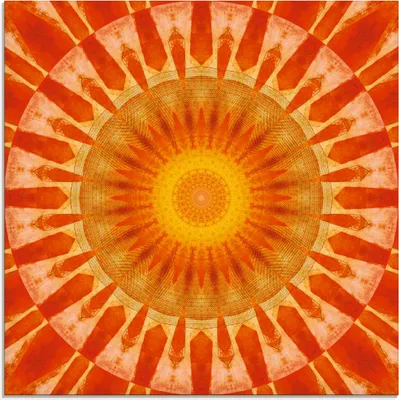 Produktbild von ARTland Glasbild Mandala Sonnenuntergang Größe: 50x50 cm