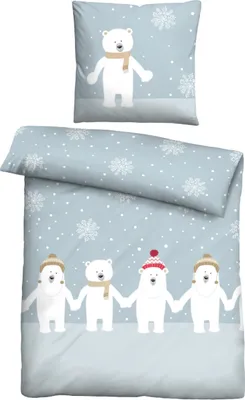 Produktbild von Biberna Feinbiber Bettwäsche Eisbär Größe 100 x 135 cm + 40 x 60 cm