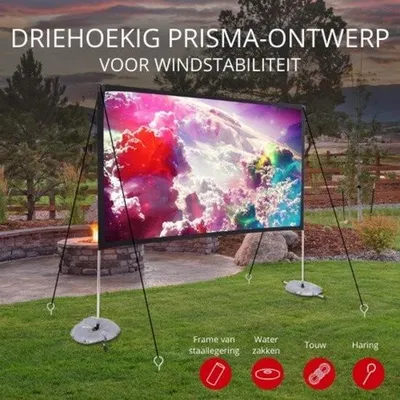Zdjęcie produktu dla Ekran projekcyjny ze statywem - Kino domowe 100 cali/254 cm - wewnątrz i na zewnątrz - Ekran projekcyjny do projektora