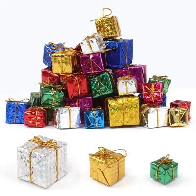 Image de Boîtes cadeaux miniatures décoration sapin de Noël - 60 pièces - 2,5 à 4 cm - Multicolore