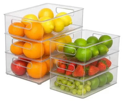 Obrázek produktu pro Unyqoos® – sada průhledných a stohovatelných úložných boxů do kuchyně a ledničky