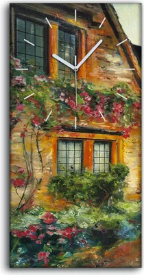 Produktbild von Wandbild Leinwand Bilder mit Uhr Geräuschlos 30x60 Dorf bunte Straße Häuser - weiße Hände