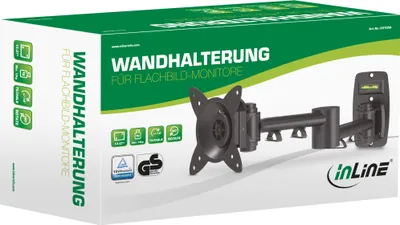 Produktbild von InLine® Wandhalterung für TFT bis 68cm (27"), max. 15kg, 2-teiliger Arm