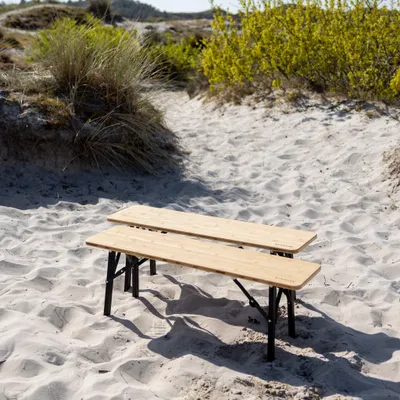 Produktbild von EVEBASE | 2 Campingbänke | Bambus | Faltbar | 100 cm