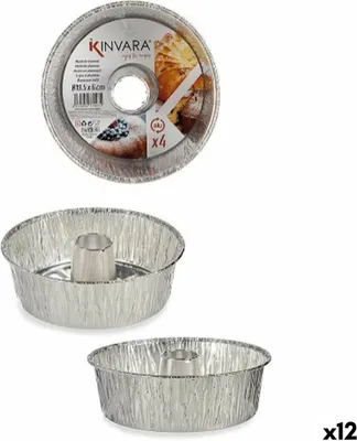 Image de Kinvara Set de Moules de Moules à pâtisserie en aluminium argenté 19,5 x 19,5 x 6 cm 4 pièces (12 pièces)