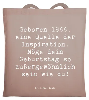 Produktbild von Mr. & Mrs. Panda Jutebeutel Spruch 1966 Geburtstag - Braun Pastell - Geschenk, Beutel, Uni Tasche, Alter, Happy Birthday, Geburtsjahr, personalisierte Geschenke, Tote Bag