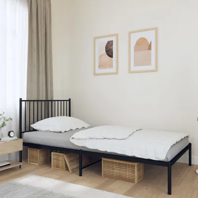 Produktbild von The Living Store Bettgestell mit Kopfteil Metall Schwarz 100x190 cm