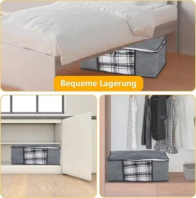Produktbild von Famanu Aufbewahrungsboxen für unter das Bett, 2 Stück, mit Deckel, faltbare Aufbewahrungstaschen, Umzugskartons mit Griffen