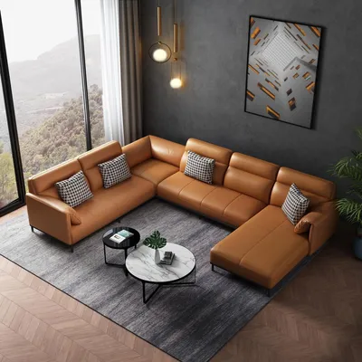 Produktbild von Wohnzimmer Eckcouch Design Ecksofa Möbel Lederpolster Couch Sofa Wohnlandschaft