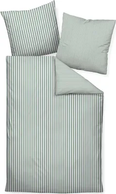 Produktbild von Janine Design Mako-Satin Bettwäsche-Garnitur modernclassic 3912 Farbe salbeigrün Größe 155x200 + 80x80cm