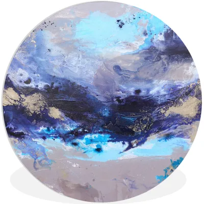 Produktbild von MuchoWow® Rundes Wandbild - Runde Bilder Blau - Grau - Kunst - Abstrakt - Farbe Ø 90 cm Kreis Wanddekoration Kunststoff - Wandkreis - Wandschmuck - Wand-Kreis - Wohnzimmer - Bild - Runde - Wanddeko - Dibond - Kunstdrucke