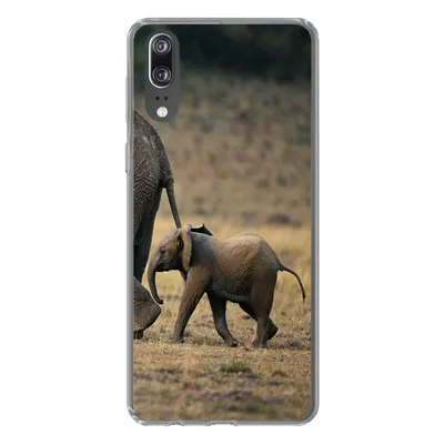 Produktbild von MuchoWow® Handyhülle Schutzhülle Hülle für Huawei P20 Elefant - Tiere - Savanne - Natur Silikon Softcase Handy Hülle - Hardcover
