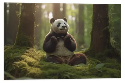 Productafbeelding van Vlag - Panda - Dier - Bos - 60x40 cm Foto op Polyester Vlag