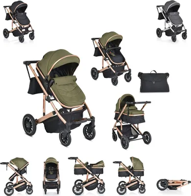 Produktbild von Moni Kombikinderwagen 2 in 1 Thira Babywanne, umbaubar, Sportsitz, Fußabdeckung grün