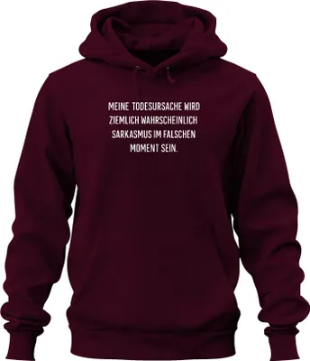 Produktbild von Todesursache wahrscheinlich Sarkasmus lustig spruch sarkastisch Uni Hoodie Kapuzenpullover, Burgundy, XL