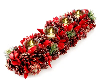 Produktbild von Adventskranz länglich, Kerzenständer für 4 Kerzen, Tischdeko