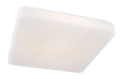 Produktbild von Globo Lighting Deckenleuchte Metall weiß, Kunststoff opal sparkle, weiß, IP44, LxBxH: 375x375x75mm, inkl. LED 24W 230V, 2532lm Source, 1650lm Output, 4000K