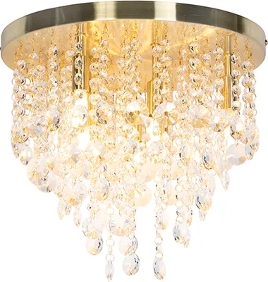 Zdjęcie produktu dla QAZQA – klasyczna lampa sufitowa w stylu art déco I lampa sufitowa I lampa I oprawa oświetleniowa złota I mosiężna I mosiężna 35 cm – Medusa I salon I sypialnia – szkło okrągłe – przystosowana do żarówek LED G9