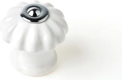Obrázek produktu pro Balení 4 kulatých porcelánových nábytkových knoflíků bílé mod. e524 ø28mm rei