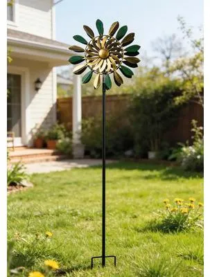 Produktbild von Gartenstecker Windrad Lafiora Metall Ø 30 cm H 138 cm gold grün