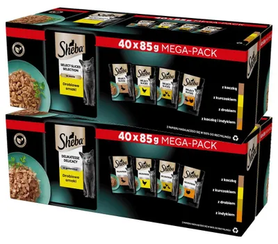 Zdjęcie produktu dla Sheba Drobiowe Smaki 80x85g Pełnoporcjowa Mokra Karma Dla Kota W Sosie I Galaretce