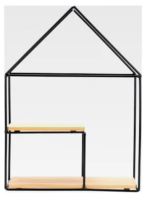 Produktbild von Wandregal aus Eisen und Holz für Wohnzimmer, Bad und Küche, stabil und geruchsfrei