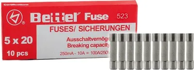 Produktbild von 10er Päckchen Feinsicherungen Keramiksicherungen flink 5x20mm 250V TYP 523 - Größe: 2A