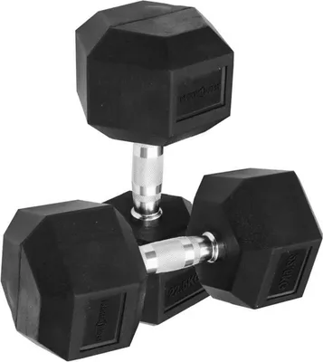 Produktbild von Sporttrend 24® Hexagon Hantel 1-50KG, Paar, verchromter Griff | sechseckige Kurzhantel, rutschfeste Kompakthantel, gummierte Hex Hanteln (2x22,5KG)