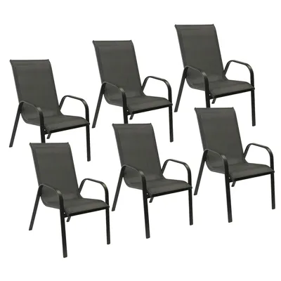 Image de Lot de 6 chaises MARBELLA en textilène gris - aluminium gris anthracite
