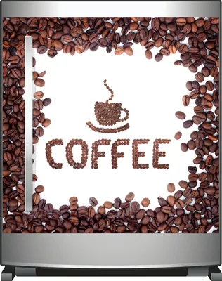 Produktbild von Wallario Sticker / Aufkleber für Kühlschrank / Geschirrspüler / Küchenschränke, selbstklebende Folie - 60 x 60 cm, Motiv: Kaffee Schrift aus Kaffeebohnen